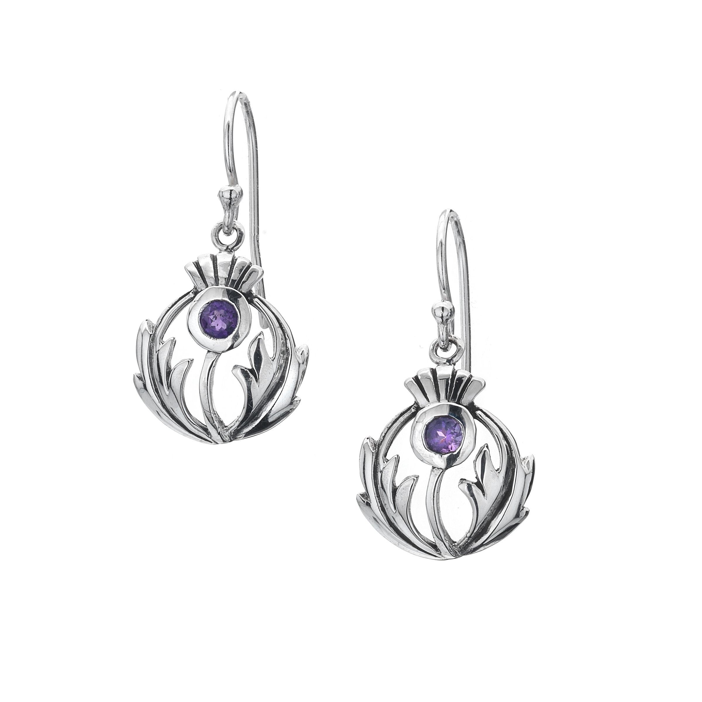 Amethyst Scottish Thistle Earrings